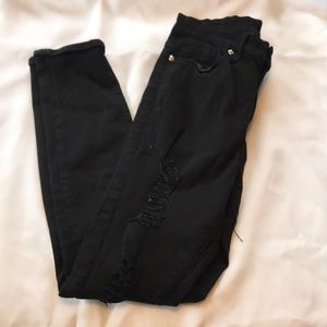 Good American distressed black skinnies